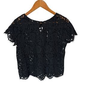 RAFAELLA Top Womens PXS Black Sheer Alencon Lace Witchy Whimsigoth Fairy Goth